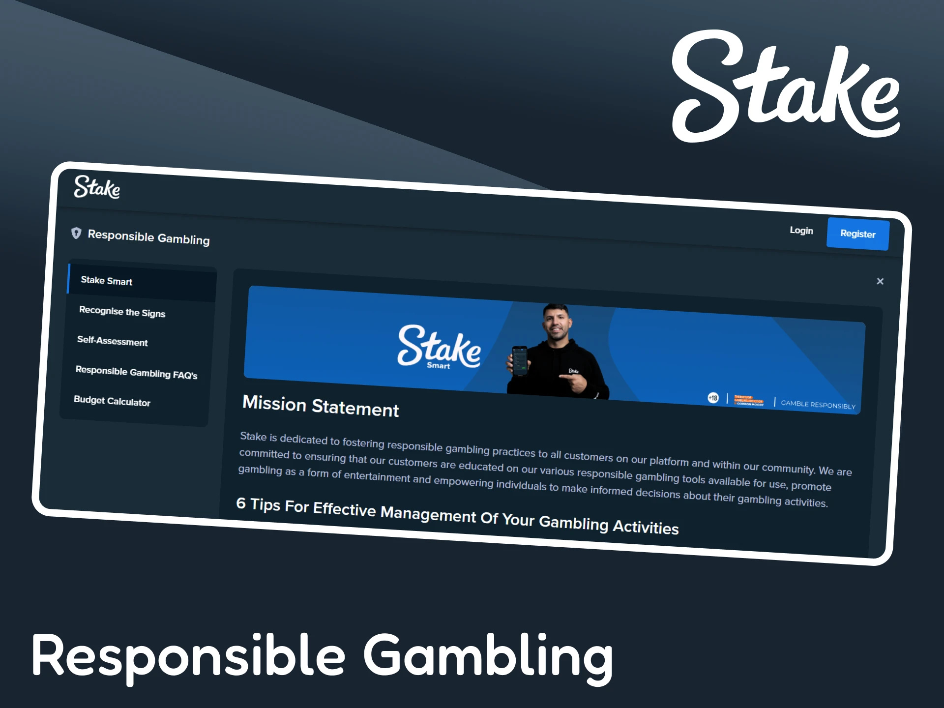 Stake supports the responsible gambling policy.