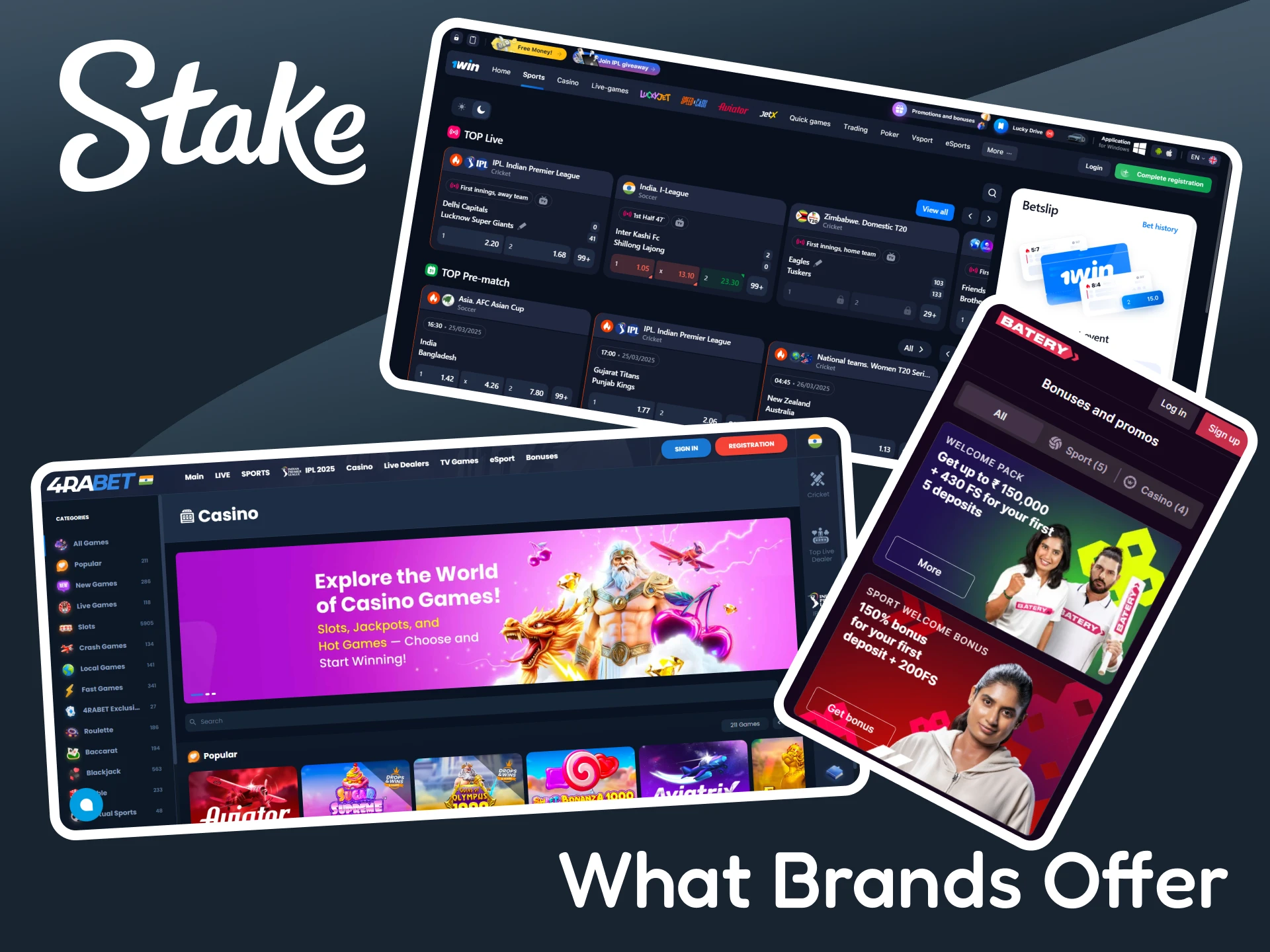 Check out what the brands recommended by Stake offer.