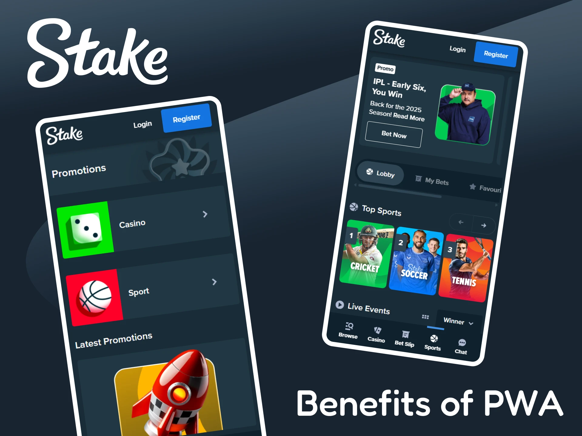 Check out the main benefits of Stake PWA.