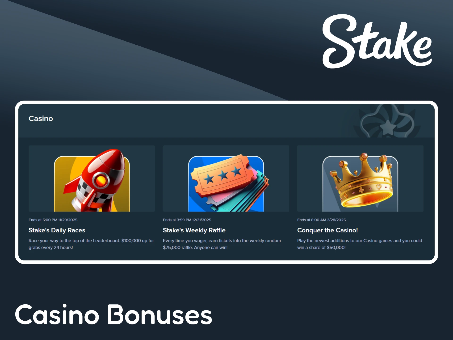 Play casino games and get exclusive bonuses at Stake.