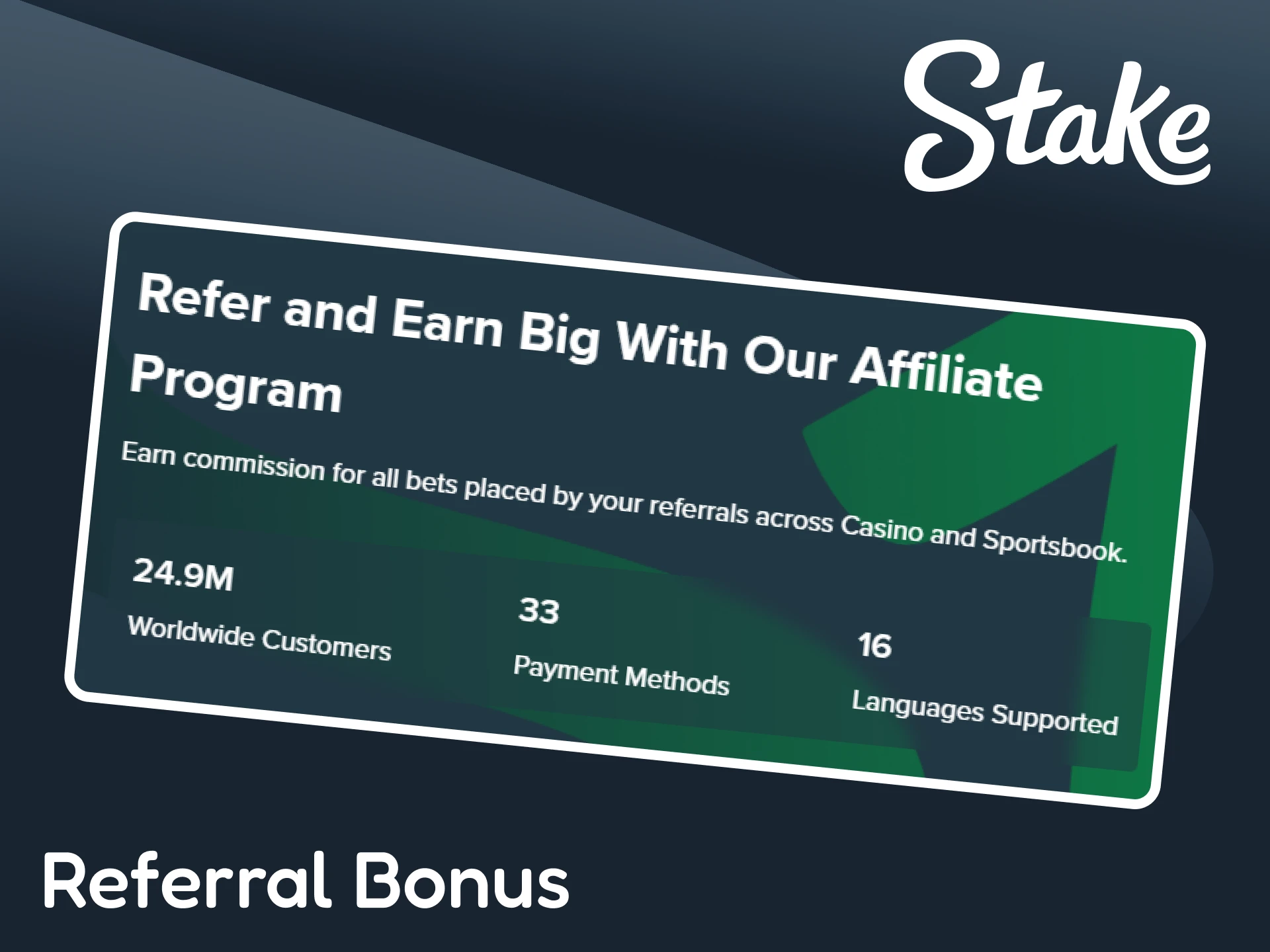 Refer a friend and get a referral bonus on the Stake website.