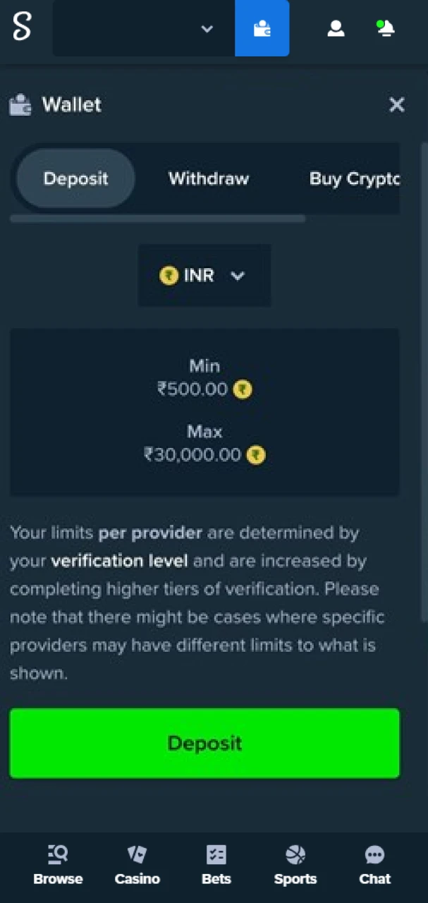 Deposit money to your Stake account.