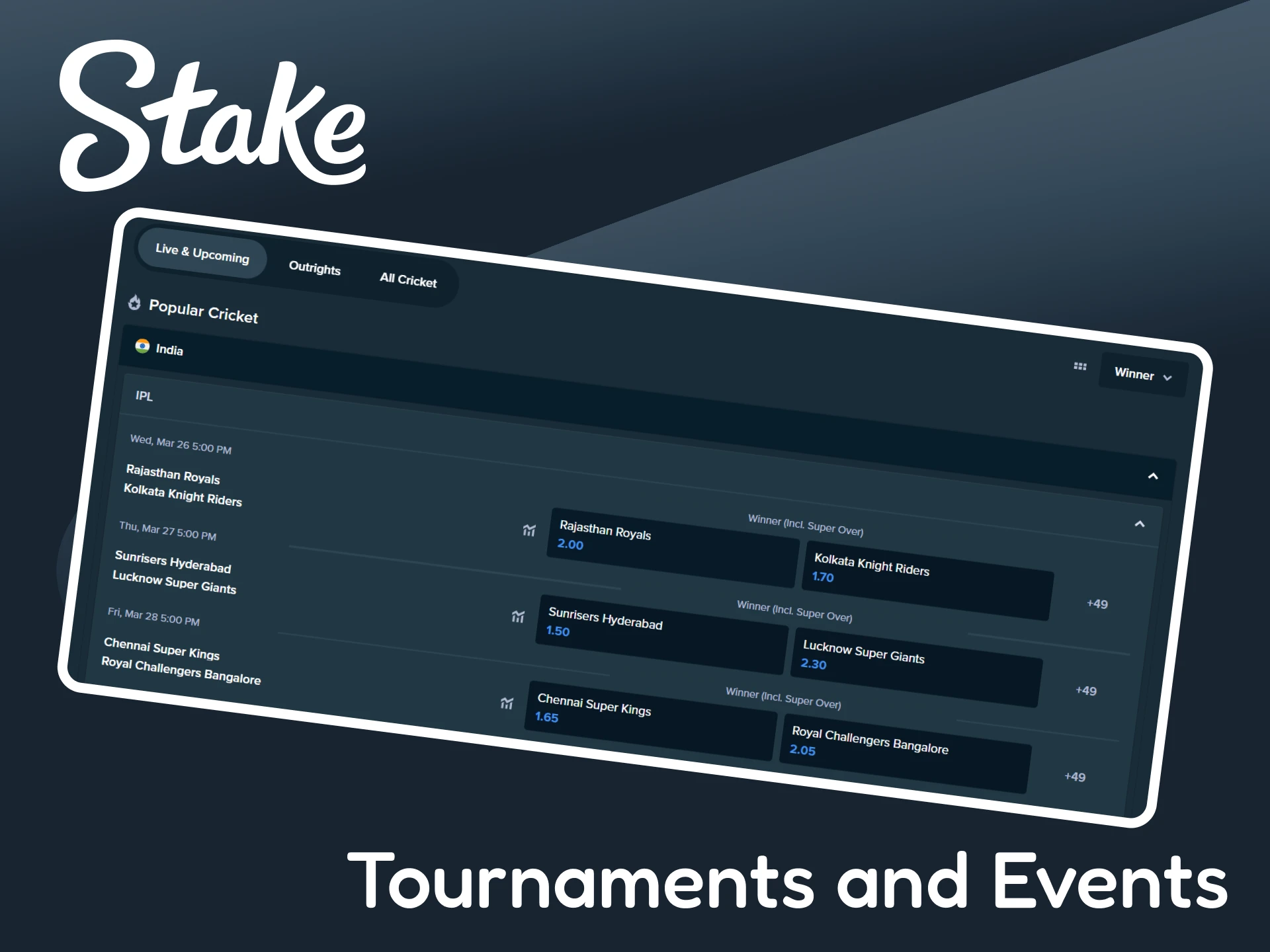 Learn about cricket tournaments on the Stake platform.