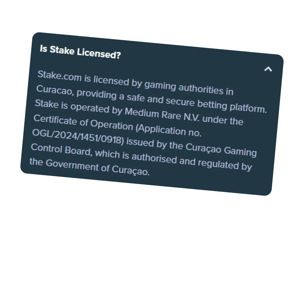 Stake is a licensed and secure betting platform.