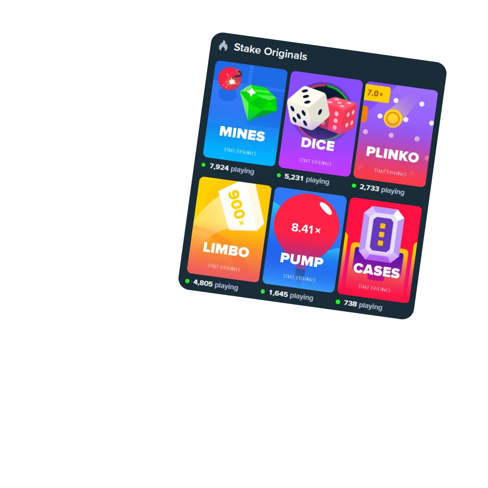 Check out all the Stake Originals games available on the website.