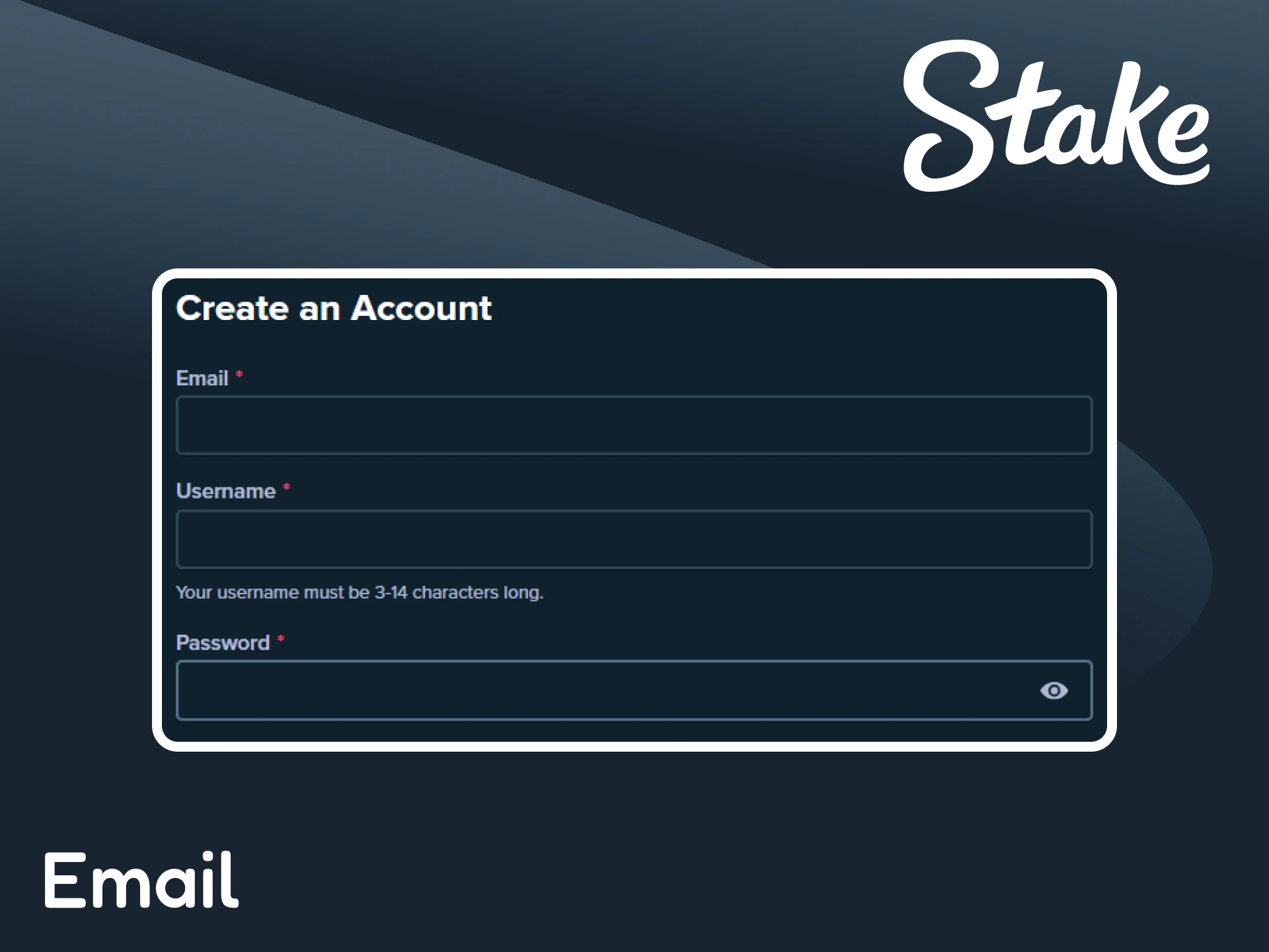 Create a Stake account using your email address.