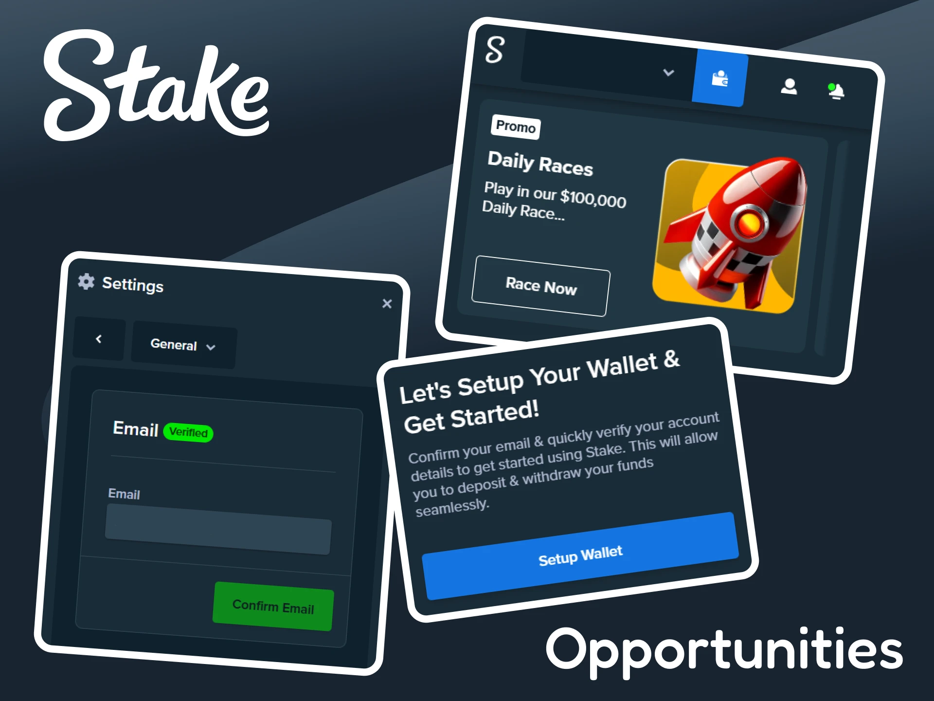 Check out the opportunities after registering at Stake.