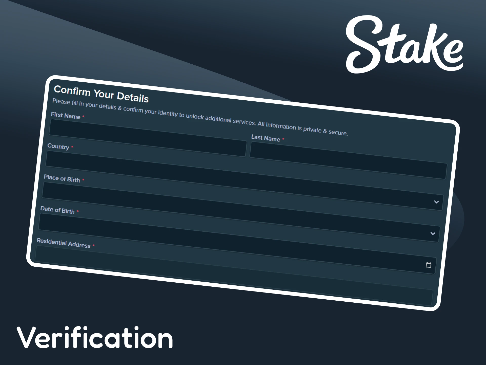 Verify your account on the Stake platform.