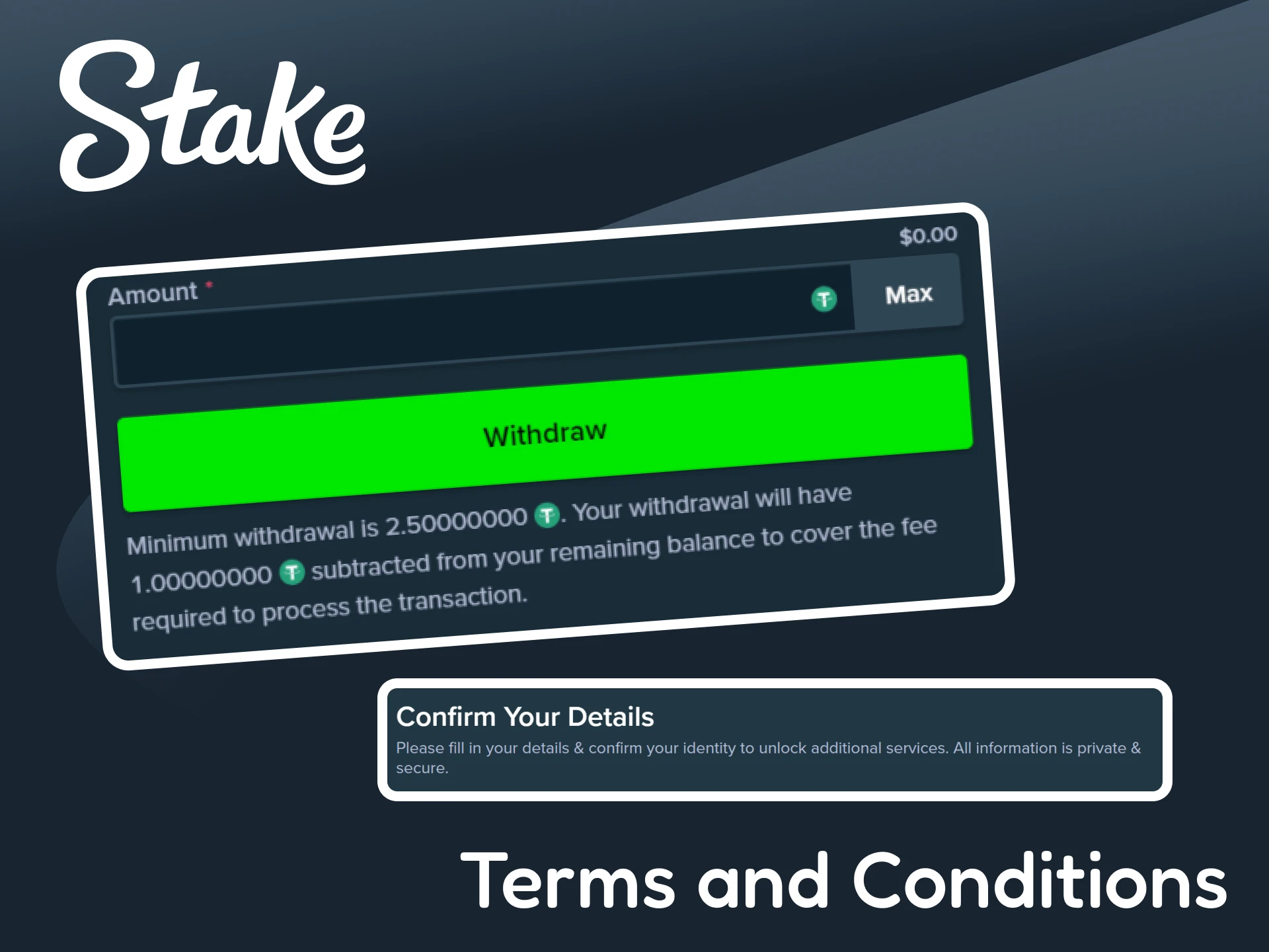 Familiarize yourself with Stake's withdrawal terms and conditions.
